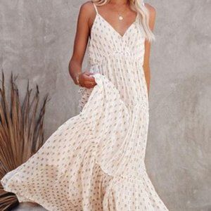 Beige and Gold Maxi Dress